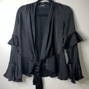 Do+Be Black Long Sleeve Tiered Ruffle Top